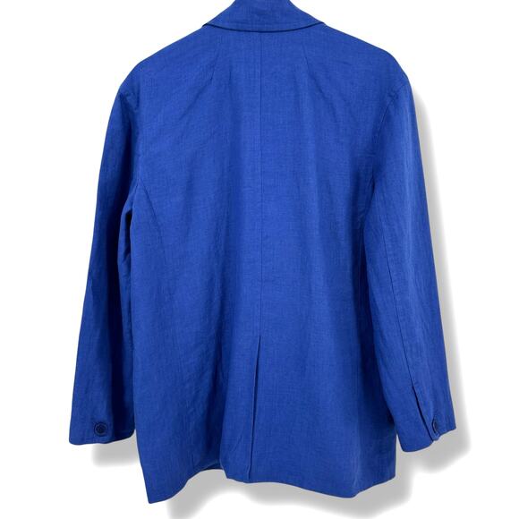 Madewell Double Breasted Crossover Blazer Womens Size Small Blue 100% Linen - Picture 4 of 9